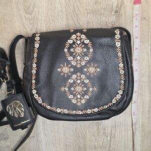 Tommy Bahama Black and Tan Embroidered Crossbody Bag